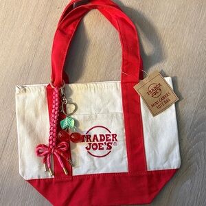 Trader Joe’s  Red and Cream Mini Canvas Tote Bag